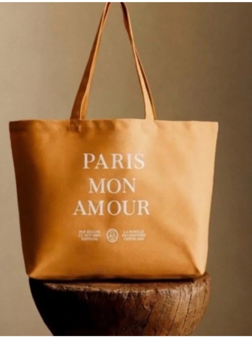 🌟NEW🌟 Sézane Paris Mon Amour Tan Canvas Tote Bag